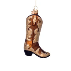 PRESALE: Brown W/ Gold Glitter Cowboy Boot Ornament