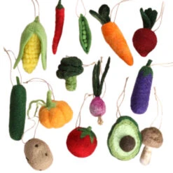 Felt Veggies Ornament Set (Set Of 14)