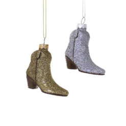 PRESALE: Glittered Cowboy Boot Ornament 3.25"