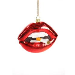 Lips With Cig Ornament 4"