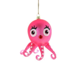 Pink Kitschy Octopus Ornament, 4"