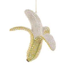 Rhinestone Banana Ornament, 5.75"