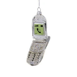 PRESALE: Silver Flip Phone Ornament 4.5"